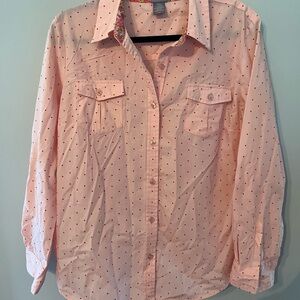 Laura Scott Pink Floral and Polka Dot Shirt